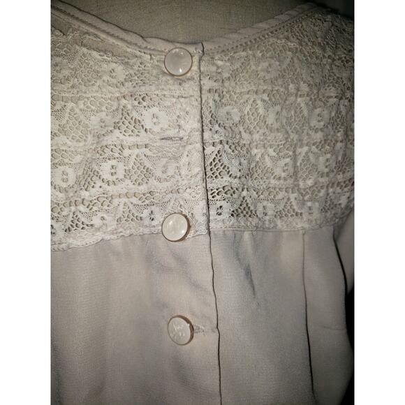 Forever 21 Lace & Tie Bow Belt Cream Jumpsuit Romper Women Size Medium M - Picture 9 of 11